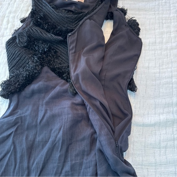 Vintage Mara Hoffman Mini Dress Women's 2 Black Fringe Open Back Revolve - Picture 11 of 12